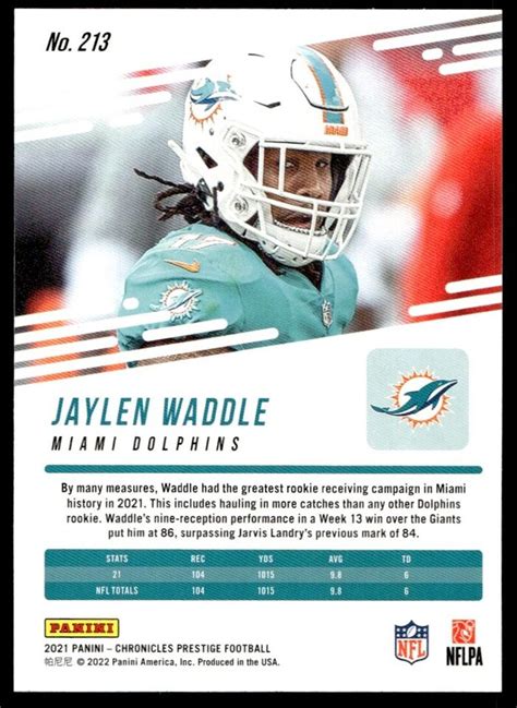 Panini Prestige Jaylen Waddle Rookie G Miami Dolphins Ebay