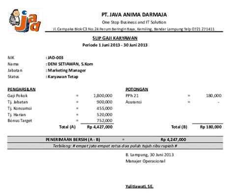 Contoh Slip Gaji Format Excel Dan Cara Membuatnya