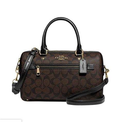 Coach Women's Signature Rowan Satchel in Brown Black - Walmart.com