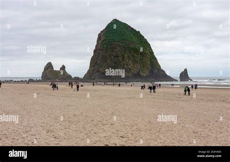 The Haystack Rock In Cannon Beach Oregon Stock Photo Alamy