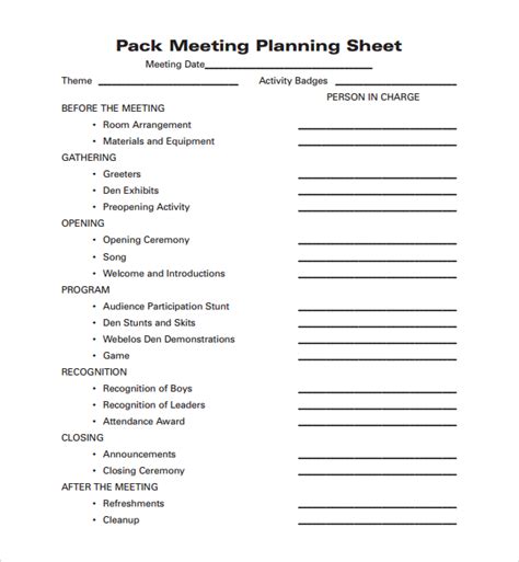 Free 9 Sample Meeting Planning Templates In Pdf Ms Word