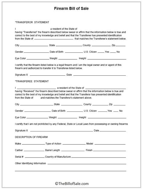 Firearm Bills Of Sale