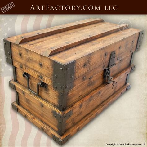 Wooden Strong Box Storage Trunk With Lock Box Hidden Compartment