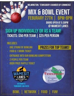 Wilmington Tewksbury Chamber Of Commerce To Hold Mix Bowl Event On