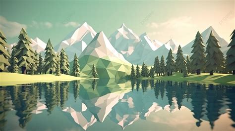 Low Poly Nature Landscape In 3d Rendering Background, 3d Landscape ...