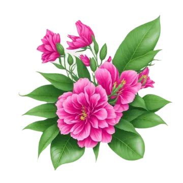 Ramo De Flores Rosadas Con Hojas Verdes Ilustraci N Vectorial Png