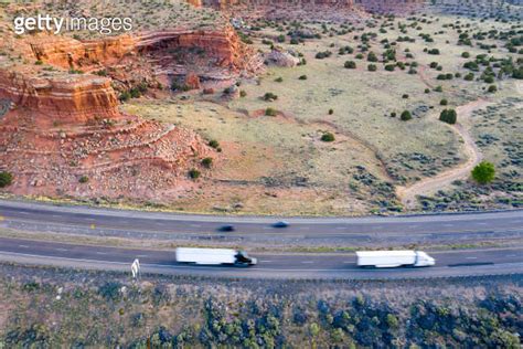 Heavy Cargo On The Road Aerial View