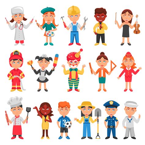 Kids And Professions Icons Set 476475 Vector Art At Vecteezy