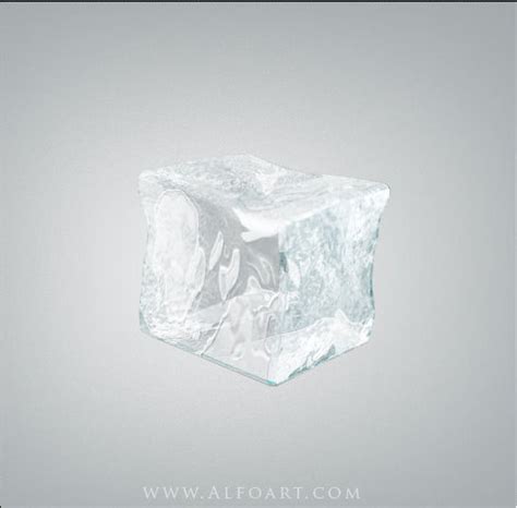 Ice cube 3D photoshop tools tutorial. 3D scene ice cube and cherry ...