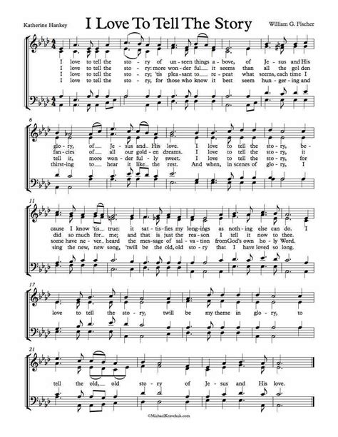 Free Choir Sheet Music I Love To Tell The Story By Katherine Hankey