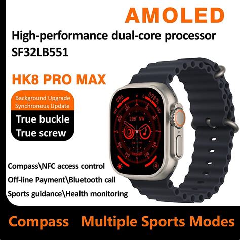 Hk Pro Max Ultra Smart Watch Hommes Mm Amoled Screen Compass Nfc