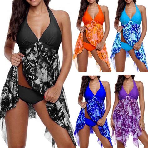 Kaufe Frauen Tankini Plus Size Bademode 2020 Push Up Badeanzug V