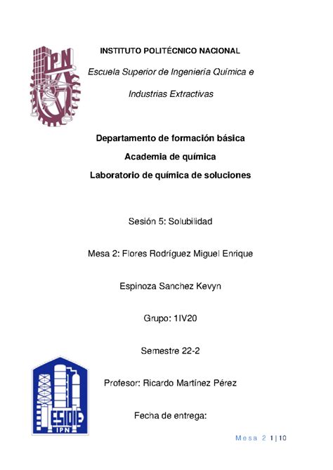 ACTIVIDADES PREVIAS P5 QUÍMICA DE SOLUCIONES INSTITUTO POLITÉCNICO