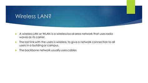 W Lan Wireless Local Area Network Ppt