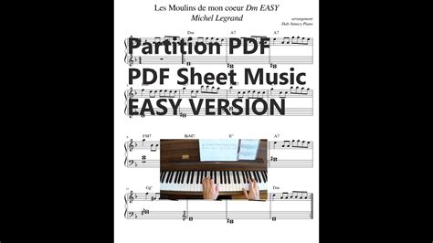 Les Moulins De Mon Coeur Easy Tutorial Partition Pdfpiano Score