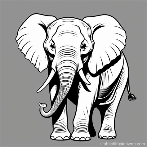 Cute Black And White Elephant Coloring Page Stable Diffusion Online