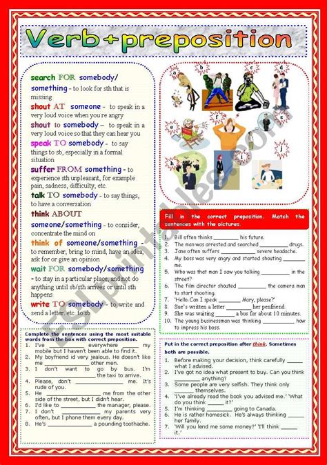 Preposition Verbs Worksheet