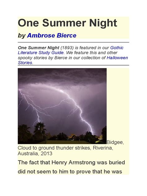 One Summer Night Ambrose Bierce Pdf