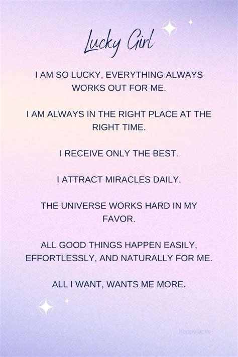 Lucky Girl Affirmations In 2024 Affirmation Quotes Inspirational