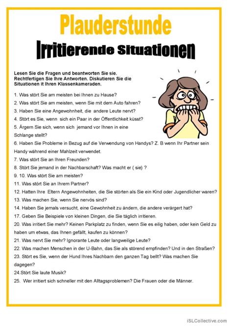 Plauderstunde Irritierend English ESL Worksheets Pdf Doc