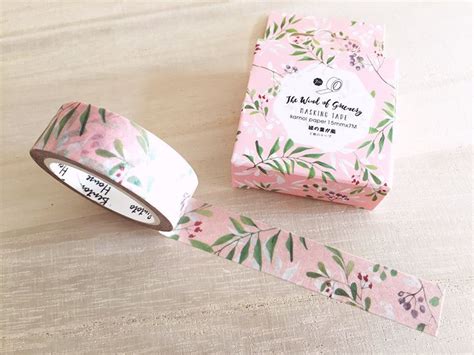 15mm X 7m Wind Of Greenery Washi Tape Green Pink Floral 1 Pc