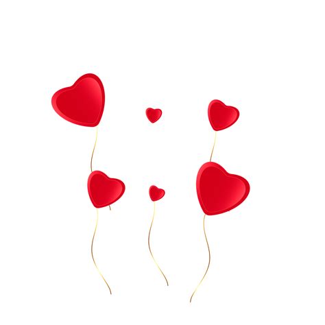 Red Balloon Hearts Wish Valentine Day 20574134 PNG