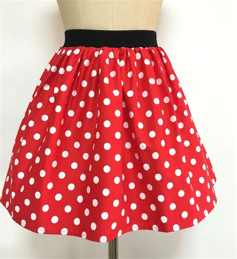 Minnie Mouse Red White Polka Dots Skirt With Pockets Cotton Skirt Etsy