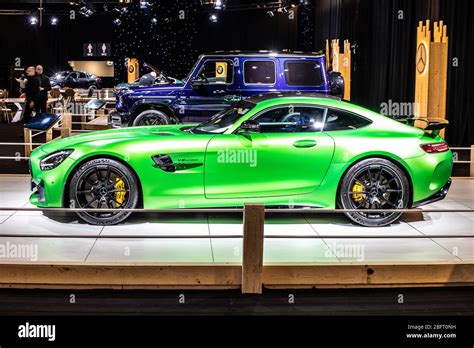 Brussels Belgium Jan 2020 Mercedes Amg Gt R Roadster V8 Bi Turbo With M178 Engine Brussels