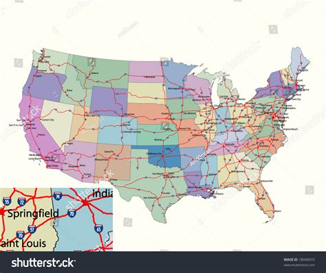 Us Map With Interstates And Cities - World Of Light Map