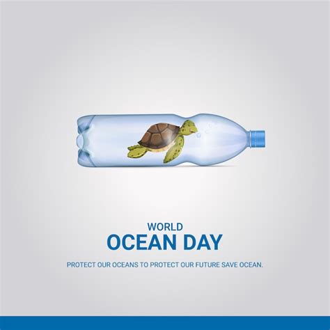 Premium Vector | World Ocean day water bottle design for social media ...