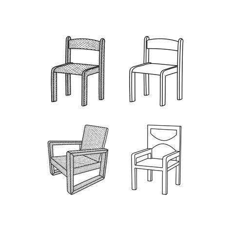 Furniture Design Set Of Chair Interior Line Illustration Collection