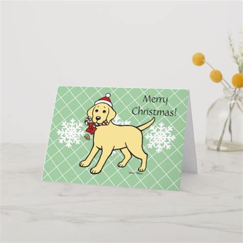 Christmas Yellow Labrador Puppy Candy Cane Holiday Card #yellowlabrador ...