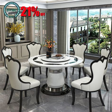 Edgar's Tools Store Modern Marble Dining Table Set with Chairs - Large ...