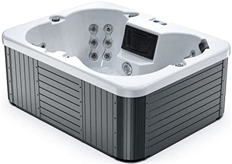 Luxuria Spas Cypress 4 Person 36 Jet Hot Tub With LED Fountains Homemade White Grey Peach Frog