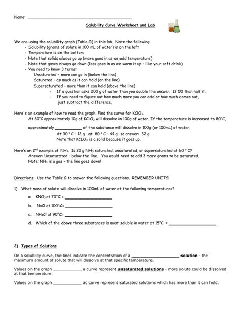 Solubility Curve Practice Problems Worksheet Excelguider