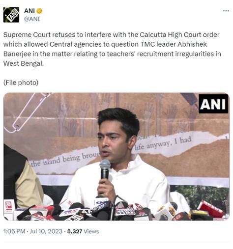 शिक्षक भर्ती घोटाला ममता के भतीजे अभिषेक बनर्जी को नहीं मिली राहत Cbi Ed की जांच पर रोक लगाने