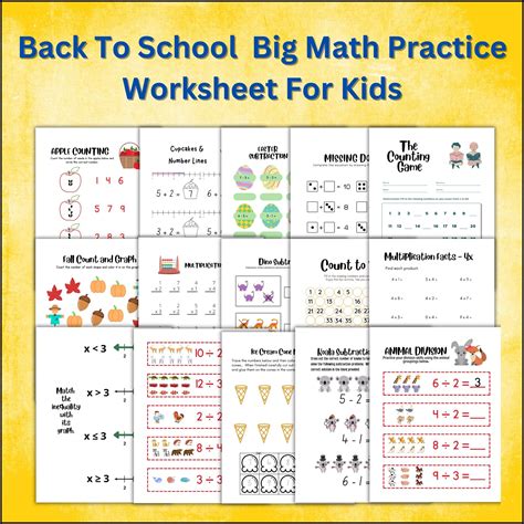 Back To School Big Math Practice Worksheet For Kids | Made By Teachers