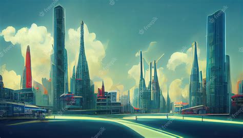 Premium Photo | Futuristic city concept art cityscape with bright neon ...