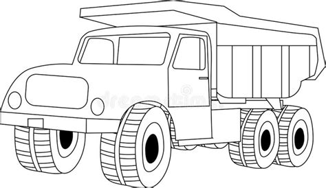 Coloring Pages Black White Vector Illustration Dump Truck Great