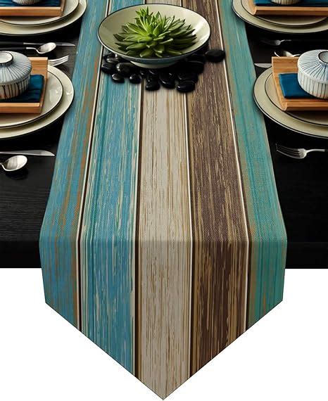 Amazon Teal Rustic Table Runner Cotton Linen Small X Inche