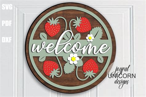 Strawberry Welcome Sign Svg File Graphic By Joyfulunicorn · Creative