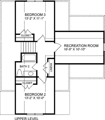 House Plan 45475 Traditional Style With 1272 Sq Ft 3 Bed 2 Ba