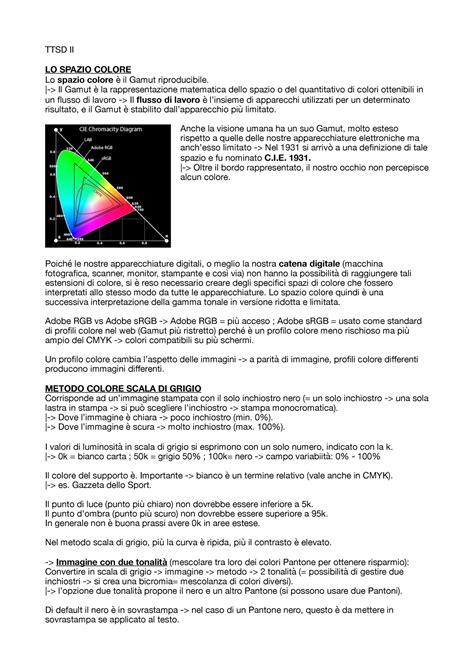 Ttsd Appunti Completi Del Corso Di Ttsd Ii Ttsd Ii Lo Spazio Colore