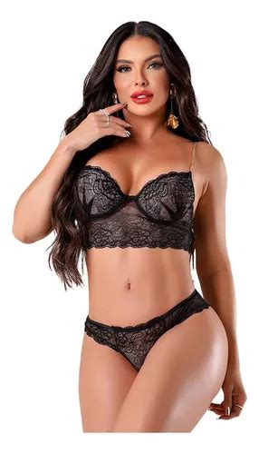 Conjunto Lingerie Cropped Rendado Tallyta Parcelamento Sem Juros