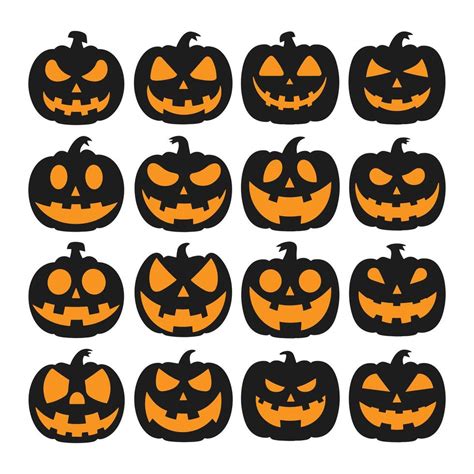 A Set Of Halloween Pumpkins Silhouette 46156378 Vector Art At Vecteezy