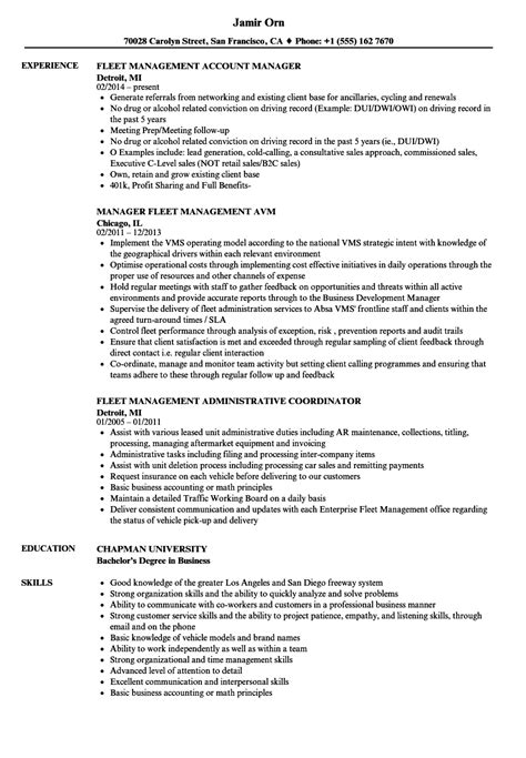 Fleet Management Resume Samples Velvet Jobs