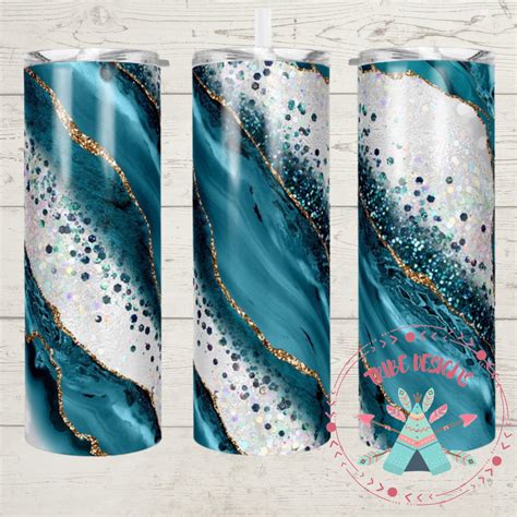 Turquoise Marble Tumbler Etsy