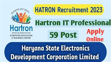 Hartron It Professional Recuitment 2023 Hartron Haryana New Vacancy