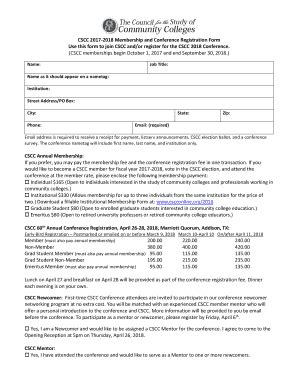 Fillable Online Cscc Membership And Conference Registration