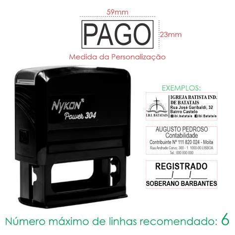 Carimbo Automático 23x59mm Power 304 MEGA IMPRESS Papelaria Copos